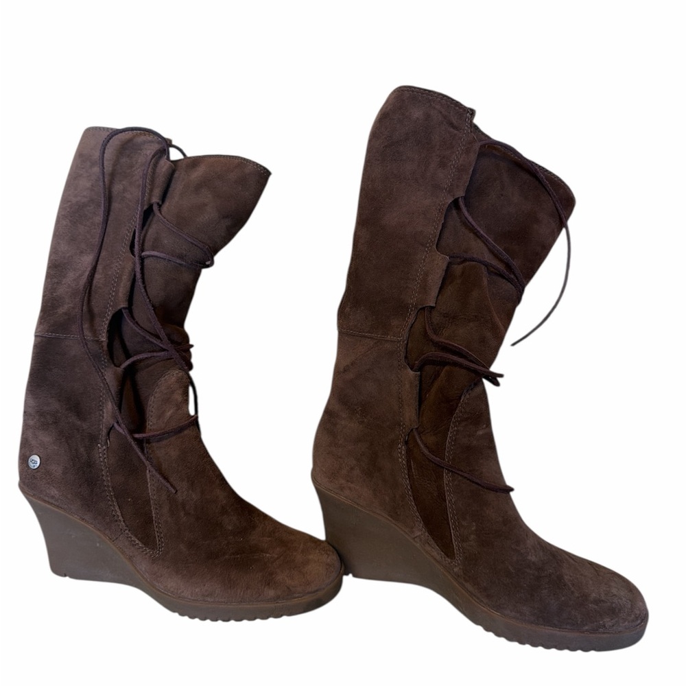 UGG Chocolate Brown Suede Wedge Boots